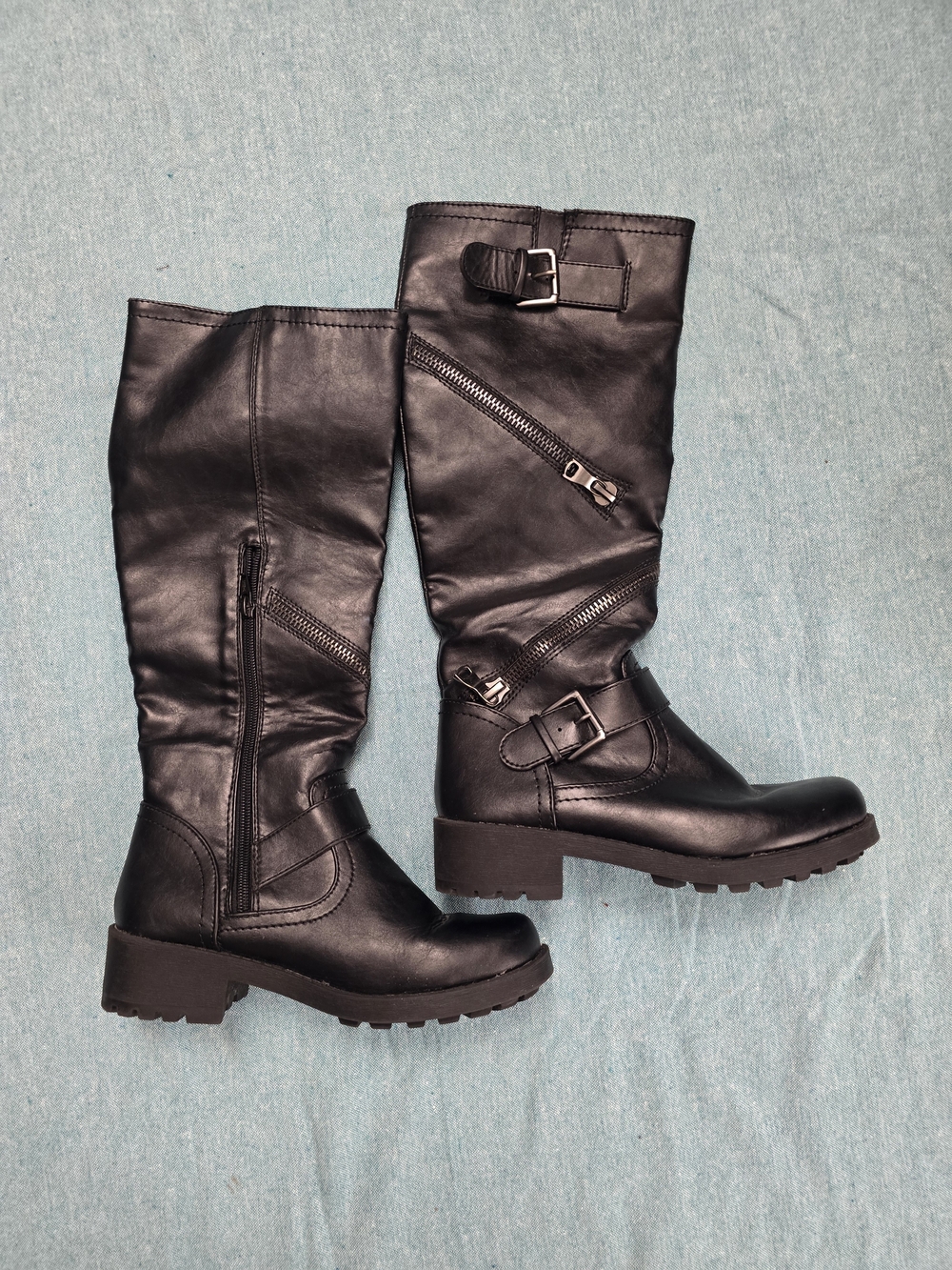 Target Black Kneehigh Buckle & Zip Riding Boots